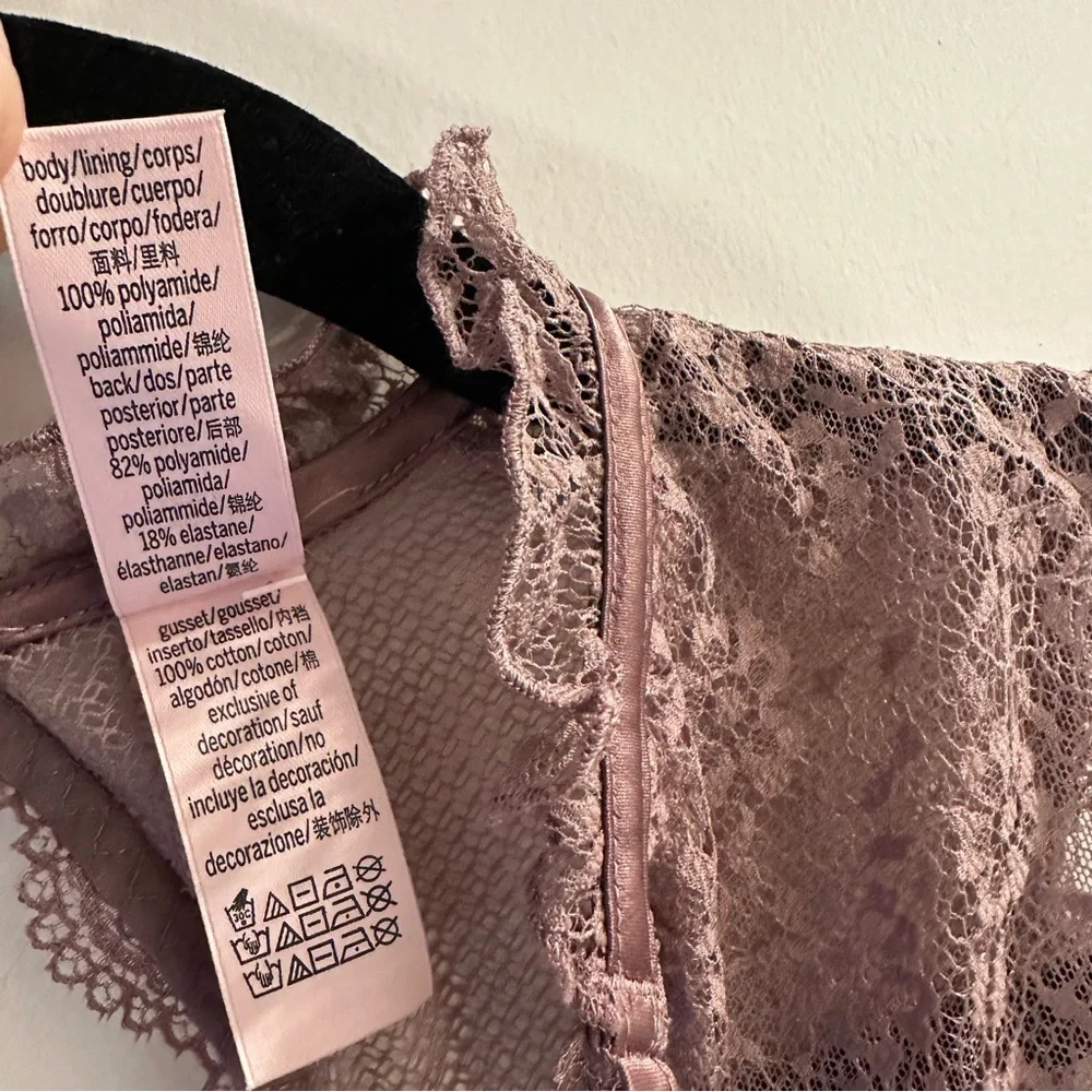 Victoria's Secret One Piece Lingerie Lace Teddy Bodysuit in Mauve
